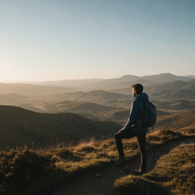 Hiker enjoying a peaceful, scenic view on a hidden trail