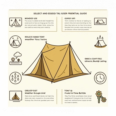 Illustrative image of a guide or checklist for first-time tent buyers, no text, no words, no typography, clean image