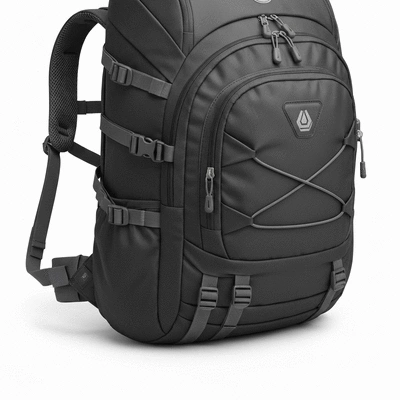Close-up of a budget-friendly hiking backpack's features like straps and compartments